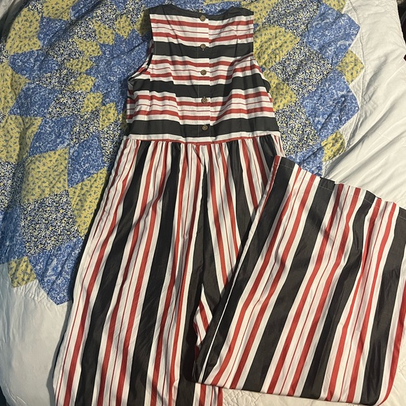 red, white, and blue striped anthropologie jumpsuit - Picture 2 of 3